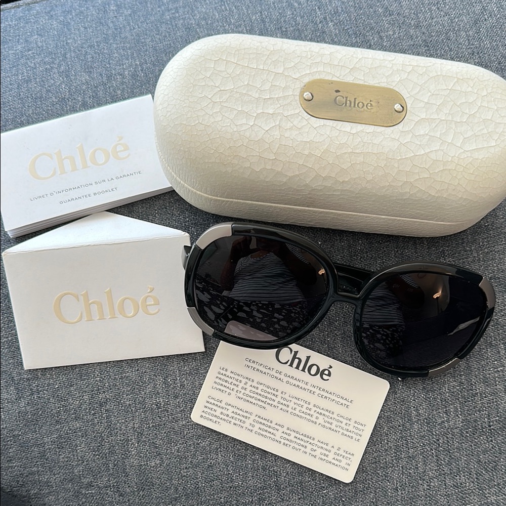 Authentic Chloe Black Myrthe Oversized Sunglasses